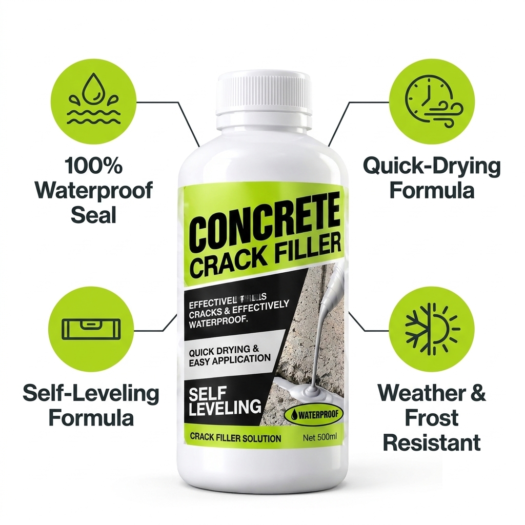 Concrete Crack Filler – Self-Leveling Waterproof Repair Solution, Pack of 2