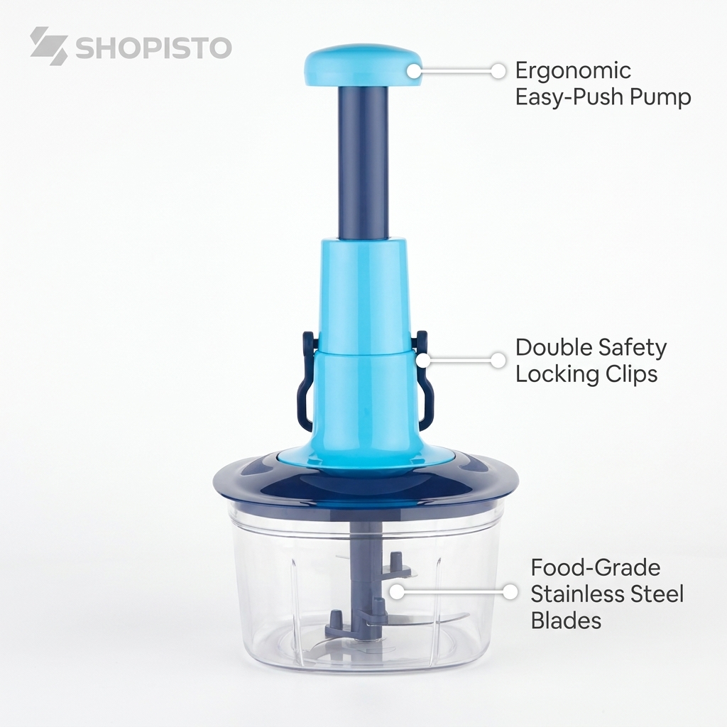 Hand-Press Vegetable & Fruit Chopper – Manual Food Cutter